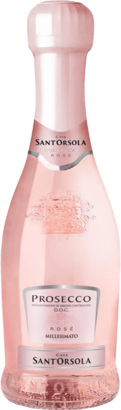 8,95 € Spedizione Gratuita | Spumante rosato Sant'Orsola Millesimato Extradry Rosé Extra Secco D.O.C. Prosecco Piccola Bottiglia 20 cl