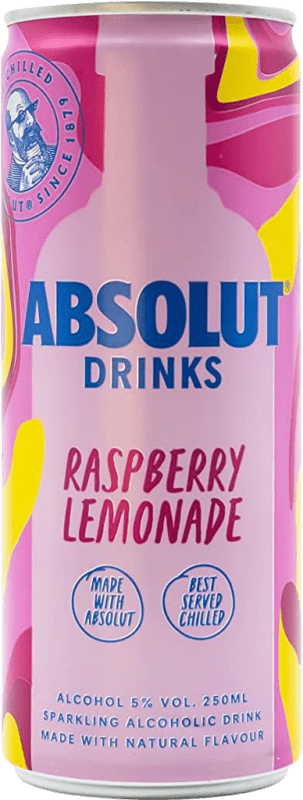 42,95 € Envoi gratuit | Boîte de 12 unités Mixer Absolut Canette 25 cl Raspberry — Framboise, Lemonade — Limonade
