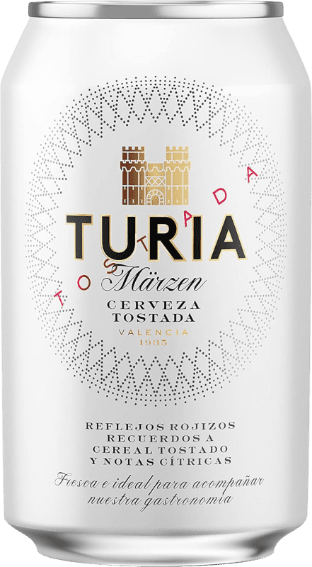 35,95 € Envío gratis | Caja de 24 unidades Cerveza Turia Märzen Tostada Lata 33 cl