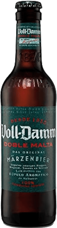 Free Shipping | 24 units box Beer Voll Damm Spain One-Third Bottle 33 cl