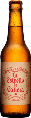 Cerveja Caixa de 24 unidades Estrella Galicia Lager Premium Garrafa Terço 33 cl