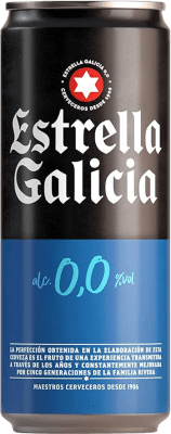 Bier 24 Einheiten Box Estrella Galicia Lager 0,0 Alu-Dose 33 cl Alkoholfrei