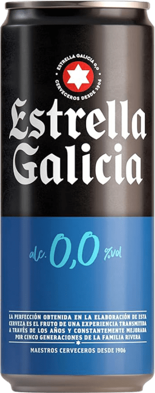 Kostenloser Versand | 24 Einheiten Box Bier Estrella Galicia Lager 0,0 Spanien Alu-Dose 33 cl Alkoholfrei