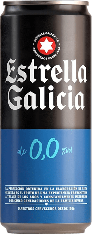 37,95 € Envio grátis | Caixa de 24 unidades Cerveja Estrella Galicia Lager 0,0 Lata 33 cl