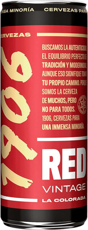 58,95 € Envio grátis | Caixa de 24 unidades Cerveja Estrella Galicia 1906 Red Vintage Lager Extra Lata 33 cl
