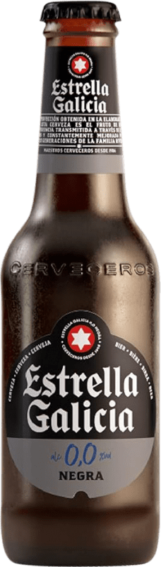 Free Shipping | 24 units box Beer Estrella Galicia Negra Lager Tostada 0,0 Spain Small Bottle 25 cl Alcohol-Free