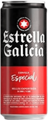 29,95 € Бесплатная доставка | Коробка из 24 единиц Пиво Estrella Galicia Особый Жестяная банка 33 cl