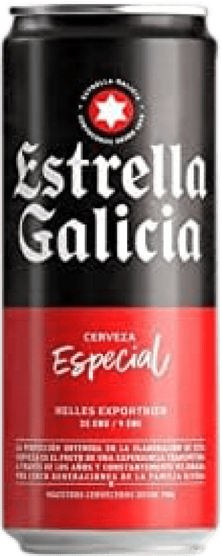 Бесплатная доставка | Коробка из 24 единиц Пиво Estrella Galicia Особый Испания Жестяная банка 33 cl