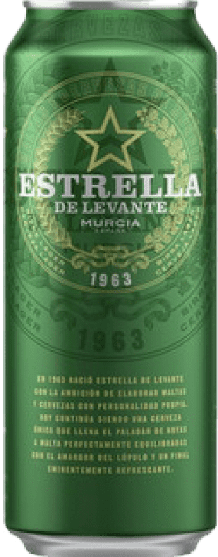Free Shipping | 24 units box Beer Estrella de Levante Lager Region of Murcia Spain Medium Can 50 cl