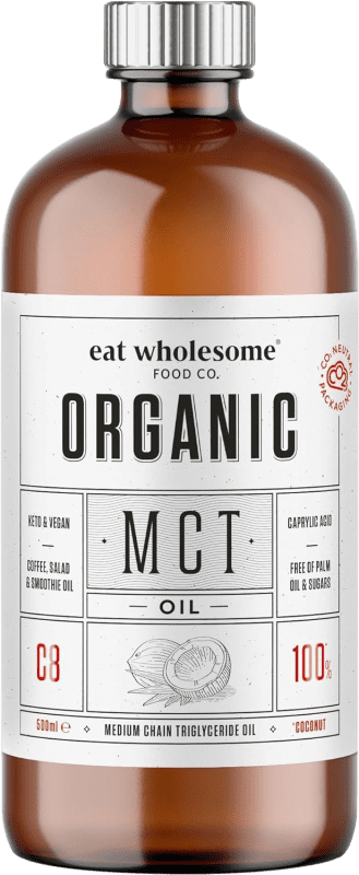 Envoi gratuit | Huile Végétale Eat Wholesome MCT C8 High Glass Royaume-Uni Organic — Biologique Bouteille Medium 50 cl Coconut — Noix de Coco