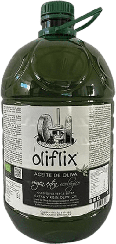 141,95 € Envio grátis | Azeite de Oliva Oliflix. Virgen Extra PET Bio D.O. Tarragona Garrafão 5 L