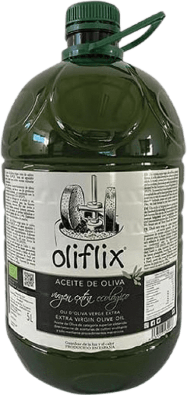 Envio grátis | Azeite de Oliva Antonio Rey Solé Oliflix Virgen Extra Bio PET Catalunha Espanha Arbequina Biológico Garrafão 5 L