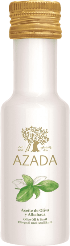 Envio grátis | Caixa de 2 unidades Azeite de Oliva Azada Espanha Garrafinha Miniatura 10 cl Albahaca — Manjericão