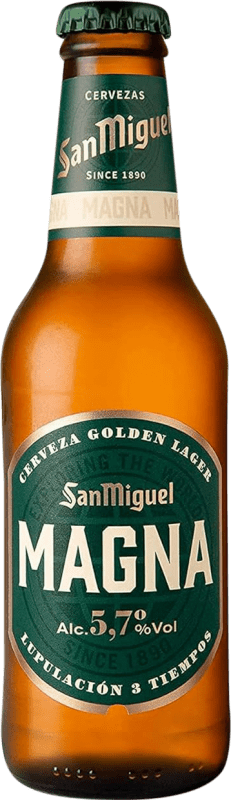 34,95 € Kostenloser Versand | 24 Einheiten Box Bier San Miguel Magna Lager, Golden Ale — Gold Ale Kleine Flasche 25 cl
