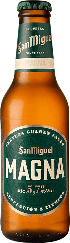 Free Shipping | 24 units box Beer San Miguel Magna Dorada Lager Spain Small Bottle 25 cl