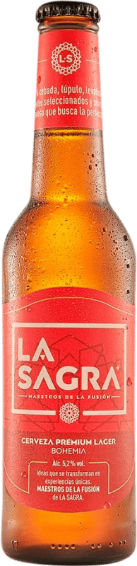 Free Shipping | 24 units box Beer La Sagra Lager Estilo Pilsner Premium Spain One-Third Bottle 33 cl