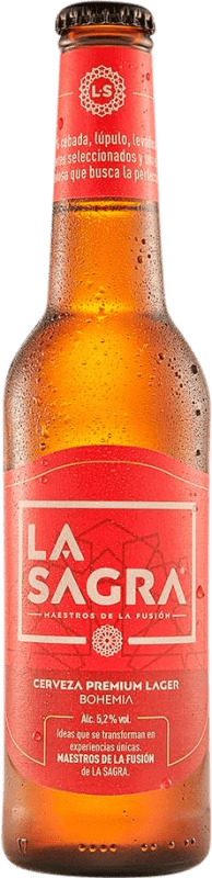 Envio grátis | Caixa de 24 unidades Cerveja La Sagra Pilsner Lager, Premium Espanha Garrafinha Terço 33 cl