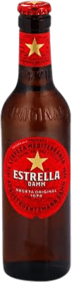 Free Shipping | 24 units box Beer Estrella Damm Spain One-Third Bottle 33 cl