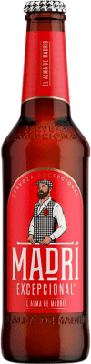 Kostenloser Versand | 24 Einheiten Box Bier Madrí Excepcional. Lager Spanien Drittel-Liter-Flasche 33 cl