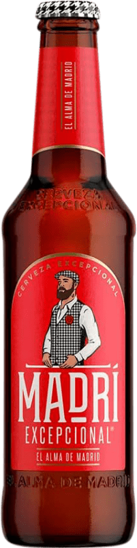 69,95 € Бесплатная доставка | Коробка из 24 единиц Пиво Madrí Excepcional Lager Бутылка на треть 33 cl
