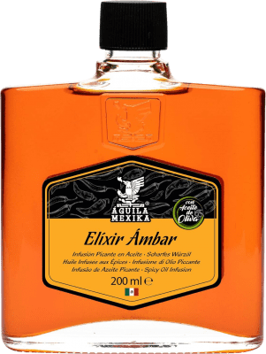 Free Shipping | Cooking Oil Aguila Mexika. Elíxir Ámbar Virgen Chipotle Morita & Rojo de Árbol Ajo Mexico Small Bottle 20 cl