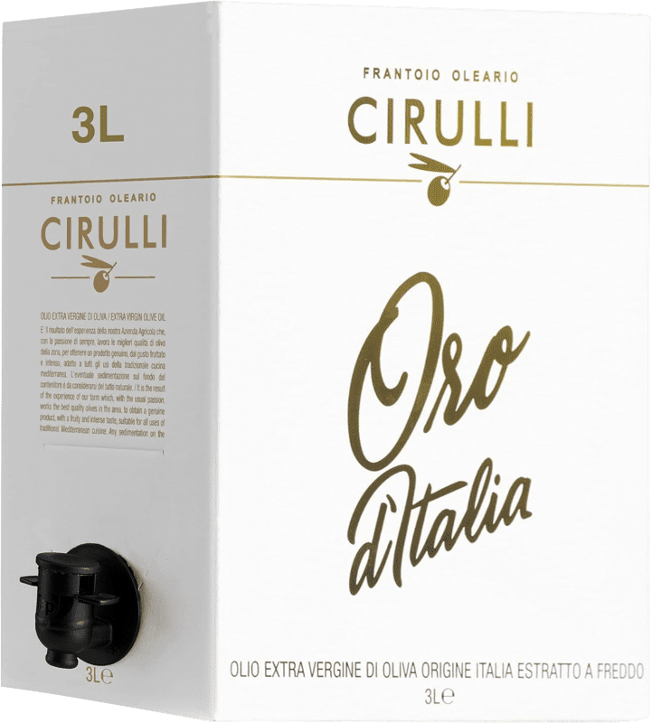 Free Shipping | Olive Oil Frantoio Oleario Cirulli Oro d'Italia EVOO Extra Virgin Italy Bag in Box 3 L