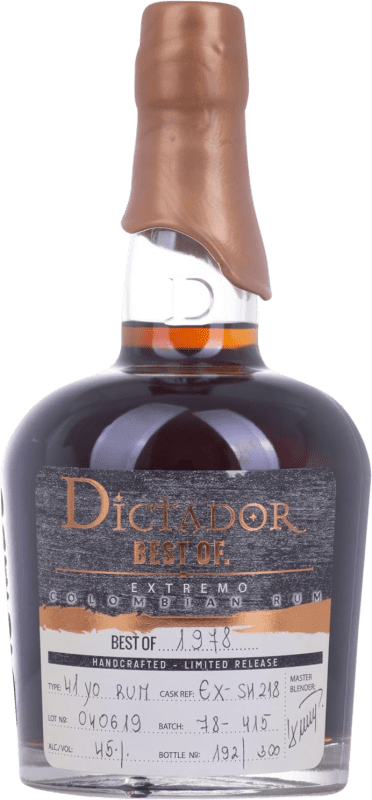 368,95 € | Rum Dictador Best of Extremo Colombia 41 Anni 70 cl