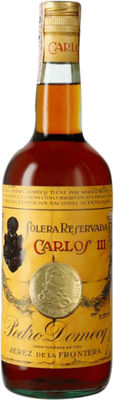 15,95 € Envio grátis | Brandy Conhaque Pedro Domecq Fundador Carlos III Precinta 4 Pesetas Espécime de Colecionador