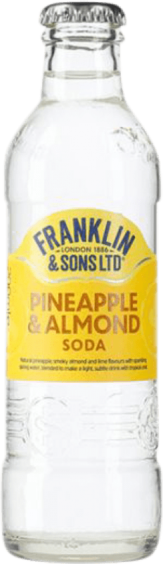 Kostenloser Versand | 24 Einheiten Box Getränke und Mixer Franklin & Sons Pineapple and Almond Soda Großbritannien Kleine Flasche 20 cl