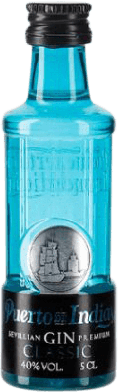 71,95 € Spedizione Gratuita | Scatola da 24 unità Genever Gin Puerto de Indias Classic Mezza Bottiglia 37 cl
