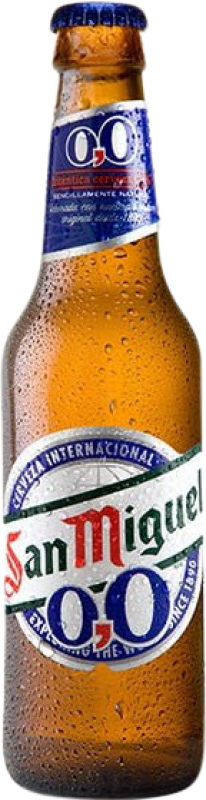38,95 € Envío gratis | Caja de 24 unidades Cerveza San Miguel Botellín Tercio 33 cl 0.0 Cero Cero, Vidrio RET