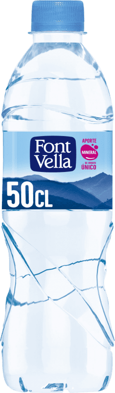 Envio grátis | Caixa de 24 unidades Água Font Vella Espanha Garrafa Medium 50 cl PET