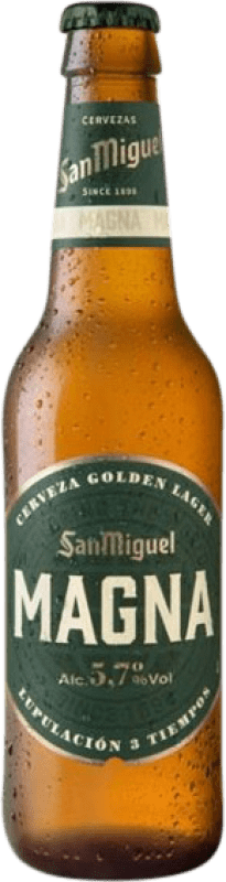 免费送货 | 盒装24个 啤酒 San Miguel Magna Lager, Golden Ale — 金色 安达卢西亚 西班牙 三分之一升瓶 33 cl