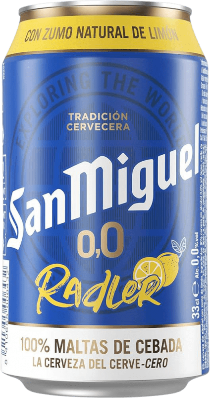 Spedizione Gratuita | Scatola da 24 unità Birra San Miguel Radler Andalusia Spagna Lattina 33 cl 0.0 Zero Zero Senza Alcol
