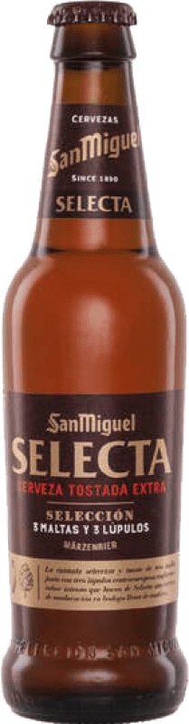 Free Shipping | 24 units box Beer San Miguel Selecta Tostada — Amber Toasted Andalusia Spain Third-Liter Bottle 33 cl