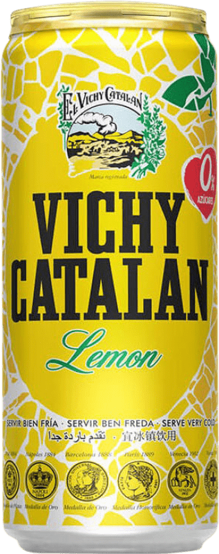 Kostenloser Versand | 24 Einheiten Box Wasser Vichy Catalan Limón Katalonien Spanien Alu-Dose 33 cl