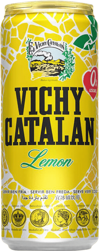 Free Shipping | 24 units box Water Vichy Catalan Limón Catalonia Spain Can 33 cl