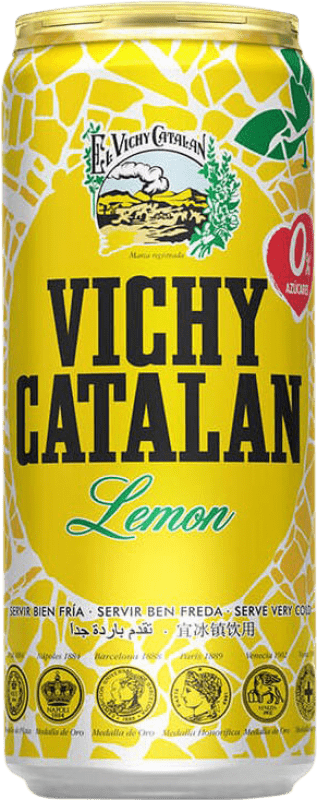 26,95 € Бесплатная доставка | Коробка из 24 единиц Вода Vichy Catalan Limón Банка 33 cl