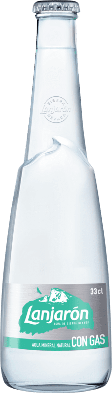 送料無料 | 24個入りボックス 水 Lanjarón Frizzante — 微発泡, Mineral Natural — 天然ミネラル アンダルシア スペイン 1/3ボトル 33 cl ガラス