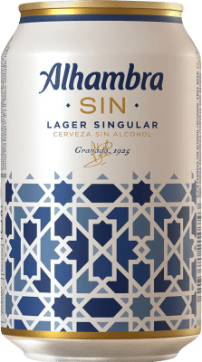 33,95 € | Коробка из 24 единиц Пиво Alhambra Андалусия Испания Банка 33 cl Без алкоголя