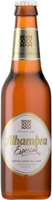 Kostenloser Versand | 24 Einheiten Box Bier Alhambra Especial Vidrio RET Andalusien Spanien Drittel-Liter-Flasche 33 cl