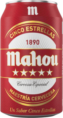 Free Shipping | 24 units box Beer Mahou 5 Estrellas Madrid's community Spain Can 33 cl