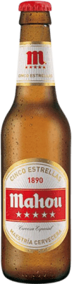 Cerveja Caixa de 30 unidades Mahou 5 Estrellas Vidrio RET Garrafa Pequena 20 cl