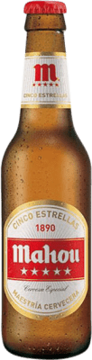 Kostenloser Versand | 24 Einheiten Box Bier Mahou 5 Estrellas Gemeinschaft von Madrid Spanien Drittel-Liter-Flasche 33 cl