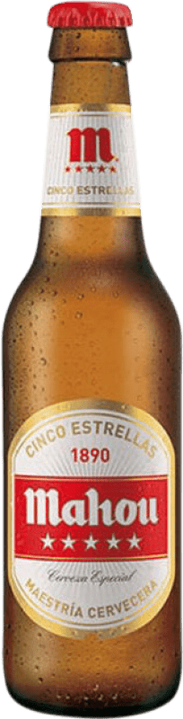 61,95 € Envío gratis | Caja de 24 unidades Cerveza Mahou 5 Estrellas Especial Botellín Tercio 33 cl