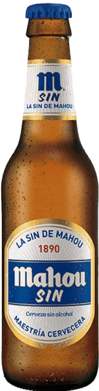 Free Shipping | 24 units box Beer Mahou SIN Vidrio RET Madrid's community Spain One-Third Bottle 33 cl Alcohol-Free