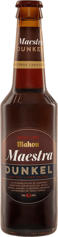 免费送货 | 盒装24个 啤酒 Mahou Dunkel 马德里社区 西班牙 三分之一升瓶 33 cl