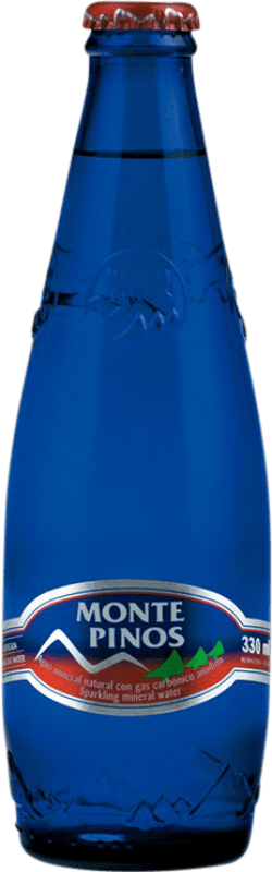14,95 € Free Shipping | 24 units box Water Monte Pinos Frizzante — Semi-Sparkling, Mineral Natural — Natural Mineral Third-Liter Bottle 33 cl Glass RET