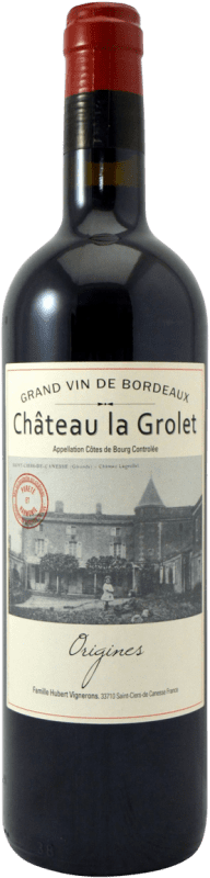 Envoi gratuit | Vin rouge Famille Hubert La Grolet Origines A.O.C. Côtes de Bourg France Merlot, Cabernet Sauvignon, Cabernet Franc, Malbec Biologique 75 cl