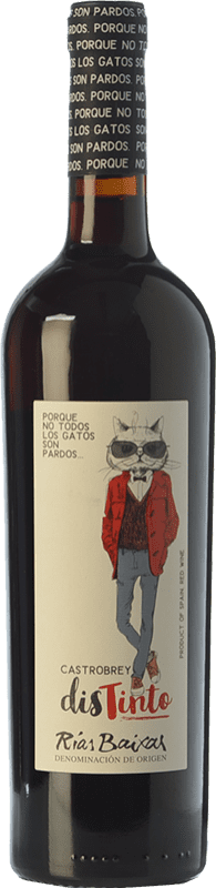 19,95 € | Red wine CastroBrey Distinto Roble D.O. Rías Baixas Galicia Spain Caíño Black Bottle 75 cl